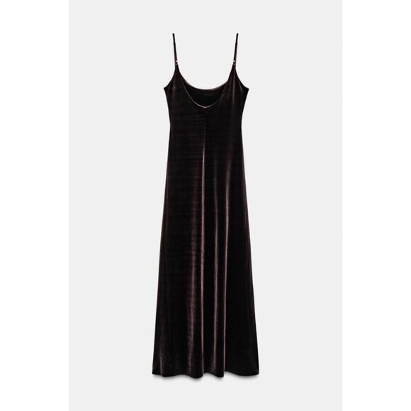 ZARA LONG VELVET DRESS - Picture 8 of 9